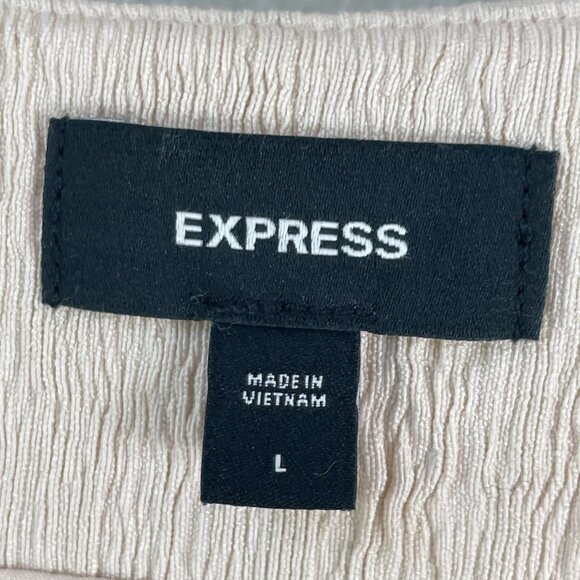 Express Womens Large Sleeveless Open Front Textured Boyfriend Blazer Vest Cream - Picture 5 of 12